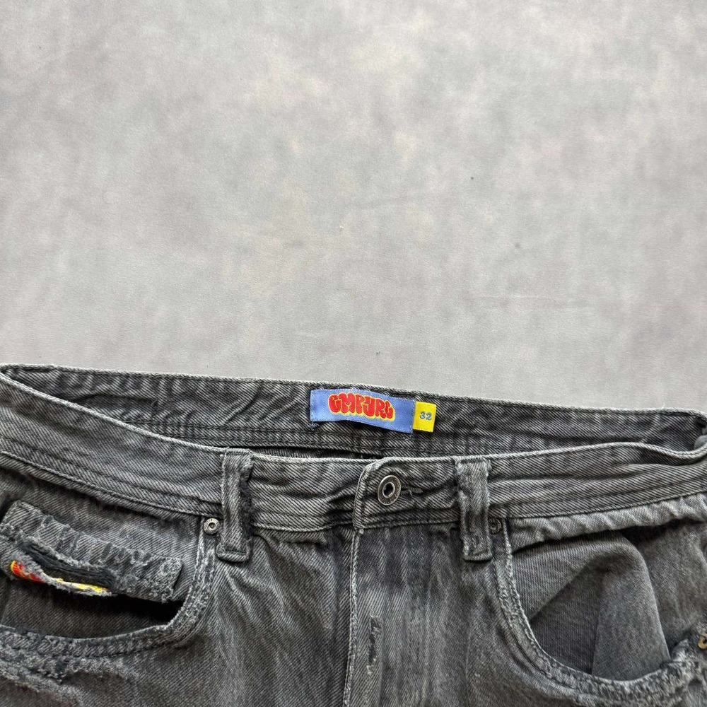 Empyre Loose Fit Skate Jeans Washed Black Distressed Denim Size 32 Wide Leg - Picture 4 of 11